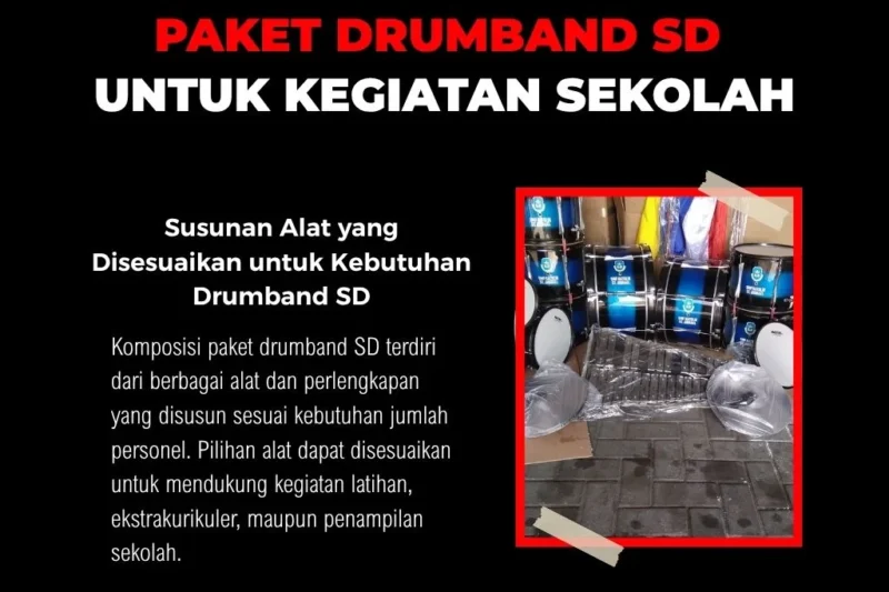 Komposisi alat paket drumband SD lengkap untuk 39 personel